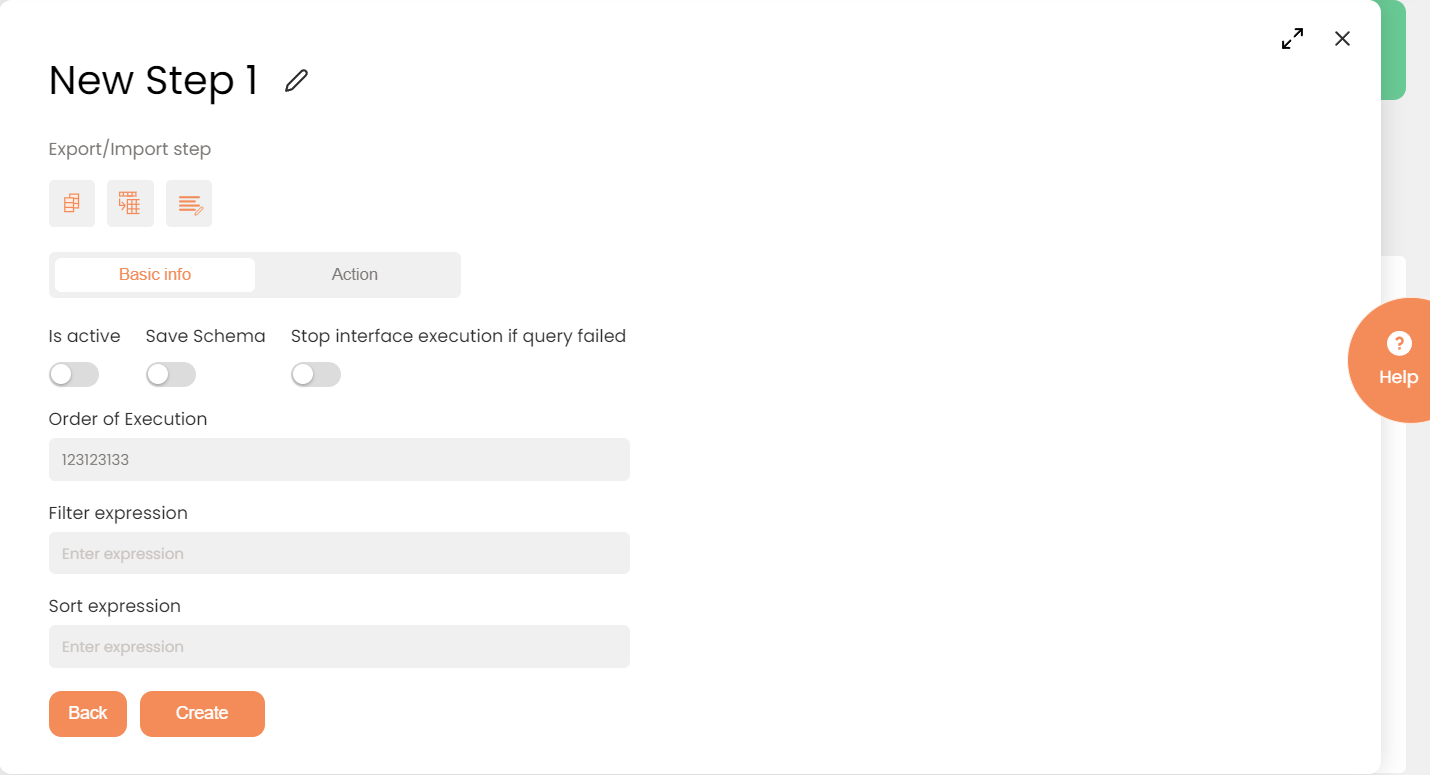 Defining a New Export/Import Step